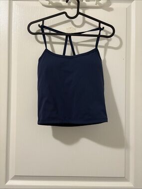 Navy Strappy Women's Padded Workout Top